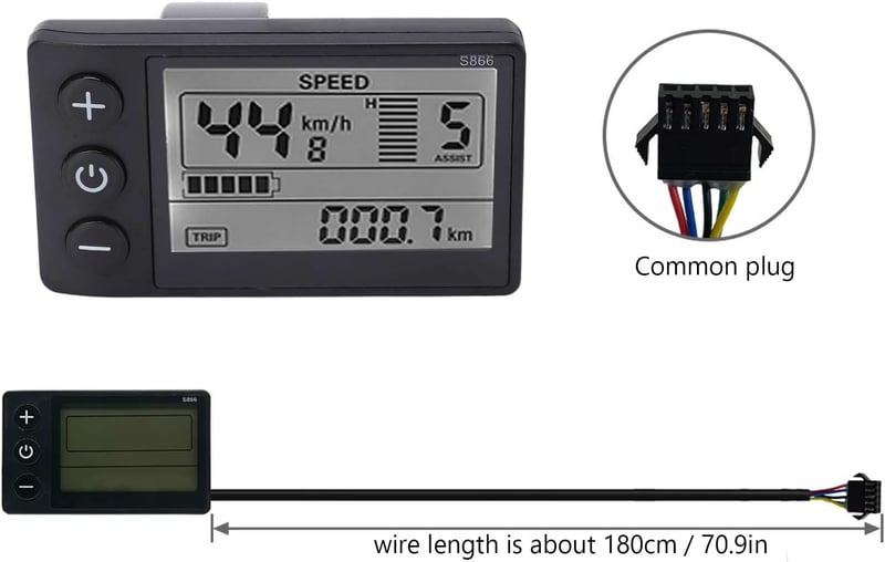 BuyWeek 36V/48V 500W/750W Kefe Nélküli Motor Vezérlő Készlet 866 LCD Kijelzővel - Elektromos Kerékpár és Roller Vezérlő Egység 22mm Kormányr