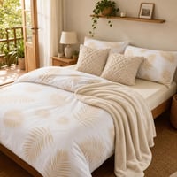 Krémový set do spálne: 1x plachta 180x200 + obliečky + 2x obliečka na vankúš + deka 150x200 1