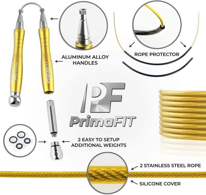 PrimaFIT Pro Speed állítható ugrálókötél - crossfit, boxedzés, fitness, alumínium markolat, tartalék kábellel