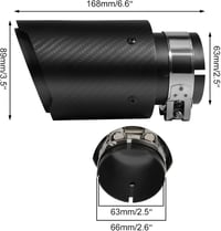 Krtopo 63mm-es matt fekete kipufogóvég - rozsdamentes acél és szénszálas, 2,5"-3,5" átmérő 2
