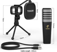 TONOR TC30 USB Kondenzátor Mikrofon Állvánnyal és Popszűrővel - Streaming és Podcast Felvételekhez 6