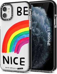 iPhone 11 Átlátszó Szilikon Tok "Be Nice" Felirattal és Szivárvány Mintával 1