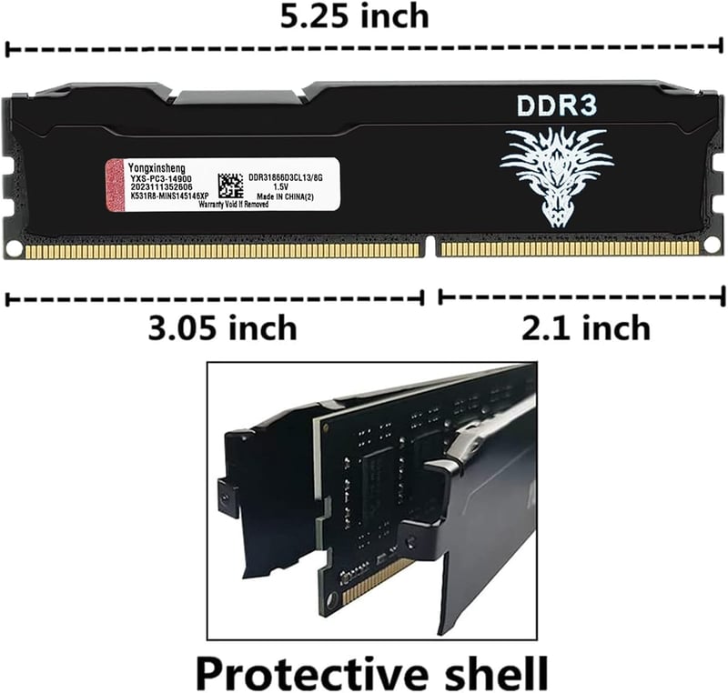 Yongxinsheng DDR3 16GB (2x8GB) 1866MHz PC3-14900 Asztali RAM Memória Fekete