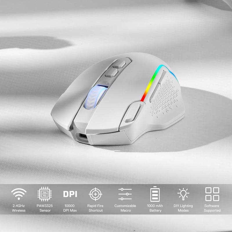 Redragon M810 Pro Wireless Gaming Egér 10000 DPI RGB Háttérvilágítással