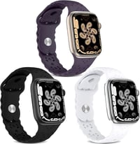 Apple Watch szilikon szíj 38/40mm, légáteresztő csipkés minta, 3db (lila-fekete-fehér) 1