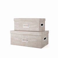 Súprava úložných boxov s vekom Hollyone, 2 ks (2 menšie boxy), kartónové, stohovateľné, dekoratívne úložné boxy s úchytkami, vzor dreva, do domácnosti 1