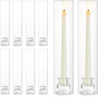 NUPTIO Üveg Gyertyatartó Szett - 10 db Átlátszó Hengeres Gyertyatartó 30 cm Magas Búrával Esküvői Dekorációhoz, Asztalközéphez, Beltéri és K 1