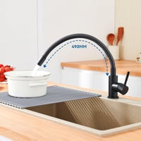 Auralum Alacsony Nyomású Konyhai Csaptelep - Fekete, Flexibilis, 3 Bemenetes, 360° Forgatható, Bojlerhez Kompatibilis, Magas Kifolyócsővel 6