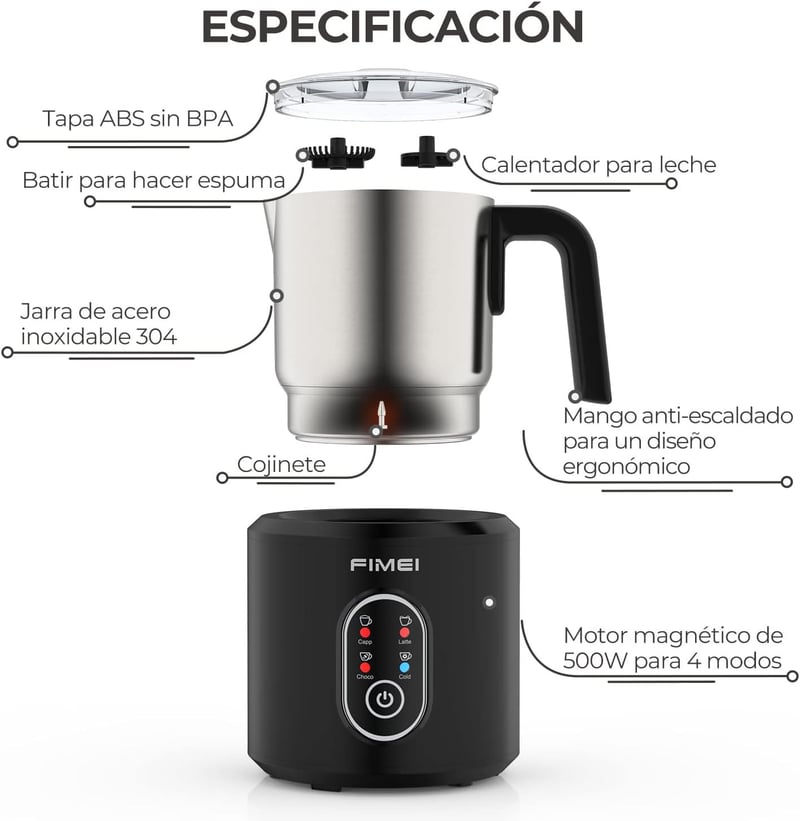 FIMEI 4 az 1-ben elektromos tejhabosító, forró és hideg italokhoz, 250/350 ml