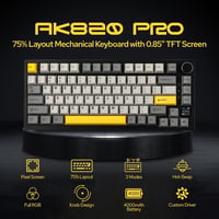 EPOMAKER Ajazz AK820 Pro Mechanikus Billentyűzet TFT Kijelzővel - Vezetékes/Bluetooth/Wireless RGB Háttérvilágítás, Hangtompító Hab, Win/Mac 2