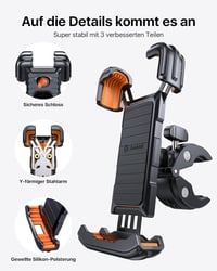 andobil Univerzális Telefontartó Kerékpárra és Motorra - 360° Forgatható, Ütésálló, Egykezes Használat, 15-46mm Kormányra, iPhone/Samsung Ko 5