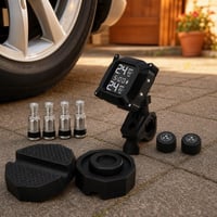 Sada pre kontrolu tlaku v pneu: 4x podložka + 4x ventil + TPMS monitor s 2 senzormi 1