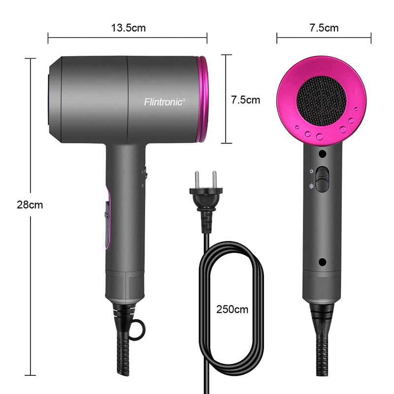 Flintronic 2000W-os ionos hajszárító, 3 sebesség, 3 fúvóka, 2 diffúzor, gyors szárítás