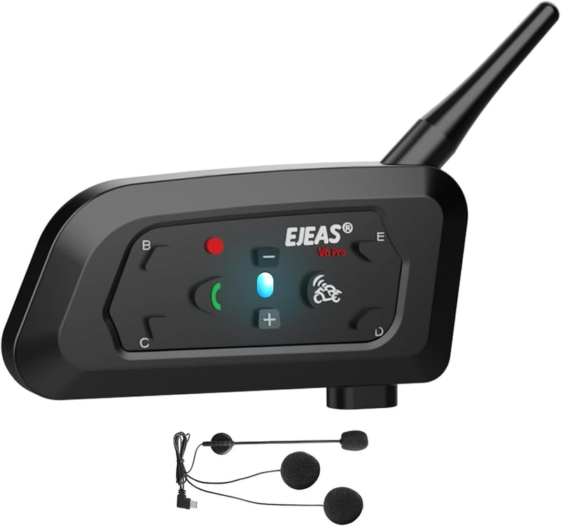 EJEAS V6 Motoros Bluetooth Headset - 1200m Hatótávolság, 6 Motoros Kommunikáció, DSP Zajszűrés, Vízálló Sisakbeszélő Rendszer