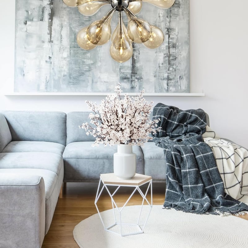 N&T NIETING Művirág Szett - 12 db Fehér Fátyolvirág (Gypsophila) Dekoráció Esküvőre, Asztalra, Lakásba - 49 cm Hosszú Selyem Virágcsokor