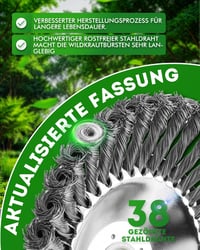 LADAMI Gyomtalanító Drótkefe 200x25,4mm - Univerzális Fűkaszához, Bozótvágóhoz, 38 Fonott Acélszál, Kompatibilis Husqvarna, Dolmar, Echo Gép - 38 Stränge 2