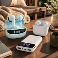 Zeneáradat hangulatcsomag: 2 db vezeték nélküli fülhallgató + 20000 mAh hordozható töltő 1