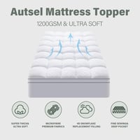 Autsel Matracvédő 160x200 cm - 1200 g/m² Ultra Puha Vastag Matracfedő Csúszásgátló Fülekkel, Hipoallergén Mosható Mikroszálas Matractopper F 2