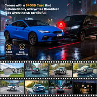 Bfhdbdt 4 csatornás első hátsó autós dash cam 4K+1080P, 360 fok, 64GB SD, 4x140, 8 IR, G szenzor, ciklikus rögzítés, parkolásfigyelő, WiFi 4