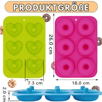 BGOBTY Silikonski kalup za krafne 3 komada - kalup za krafne sa 6 udubljenja u obliku srca, latica i kruga, neprijanjajući, za pečenje medenjaka, kolača i muffina 4