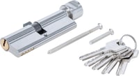 BGS Do it yourself 85290 Bezpečnostná dverová cylindrická vložka s otočným gombíkom 45/45 – 90 mm – Poniklovaná mosadz – 5 kľúčov – Pre interiérové a exteriérové dvere z dreva, kovu a PVC 1