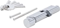 BGS Do it yourself 85290 Bezpečnostná dverová cylindrická vložka s otočným gombíkom 45/45 – 90 mm – Poniklovaná mosadz – 5 kľúčov – Pre interiérové a exteriérové dvere z dreva, kovu a PVC 2