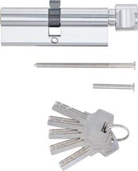 BGS Do it yourself 85290 Bezpečnostná dverová cylindrická vložka s otočným gombíkom 45/45 – 90 mm – Poniklovaná mosadz – 5 kľúčov – Pre interiérové a exteriérové dvere z dreva, kovu a PVC 3