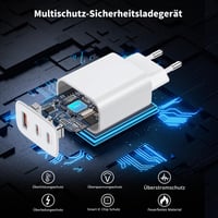Încărcător BHHB 30W USB-C cu 3 porturi, adaptor de încărcare rapidă cu conectori USB-C și USB-A, cu cablu USB-C de 2 m, compatibil cu iPhone 17 16 15 Pro Max, Samsung Galaxy S25 S24 3