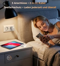 Încărcător BHHB 30W USB-C cu 3 porturi, adaptor de încărcare rapidă cu conectori USB-C și USB-A, cu cablu USB-C de 2 m, compatibil cu iPhone 17 16 15 Pro Max, Samsung Galaxy S25 S24 8