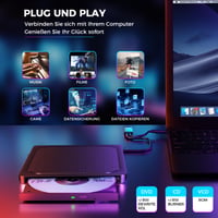 Externá DVD mechanika BHHB USB 3.0 a USB-C, napaľovačka/čítačka CD/DVD±RW, ultra tenká, brúsený kov — chybná (neotvára sa (stav: pozri 2. obrázok) 5