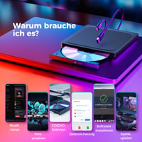 Externá DVD mechanika BHHB USB 3.0 a USB-C, napaľovačka/čítačka CD/DVD±RW, ultra tenká, brúsený kov — chybná (neotvára sa (stav: pozri 2. obrázok) 8