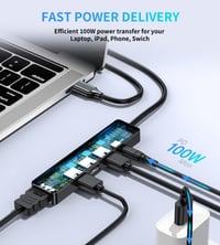 BHHB M80 USB-C Hub - HDMI 4K, PD 100W, USB-A 3.0, 5 az 1-ben - fekete 3