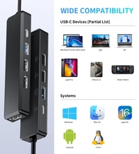 BHHB M80 USB-C Hub - HDMI 4K, PD 100W, USB-A 3.0, 5 az 1-ben - fekete 4