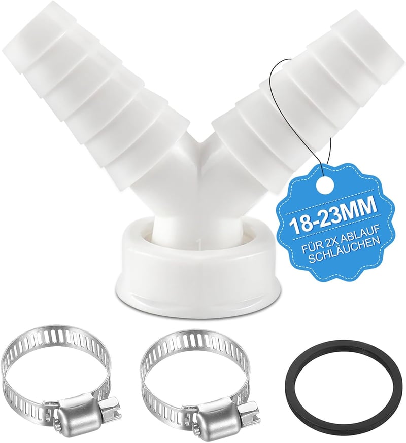 BHHTBB Mosogatógép Mosógép Lefolyó Adapter Y Elosztó 1 Hüvelyk 40mm Cső 19-23mm Bemenet Tömlőbilinccsel
