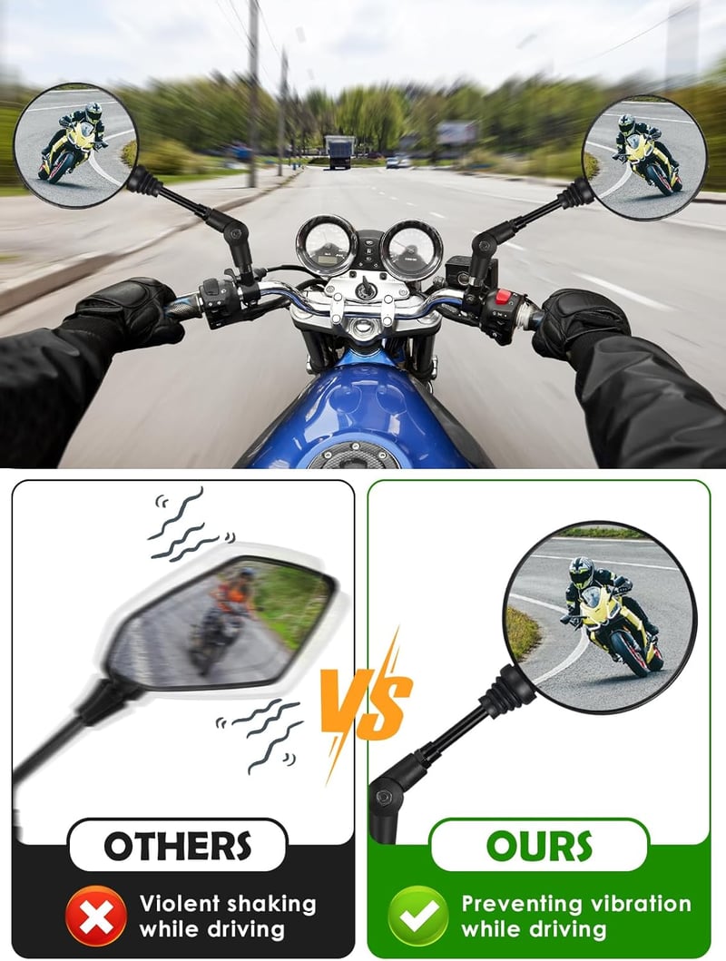 BHHTBB Motoros Visszapillantó Tükör E-Jeles Univerzális Kerek Kormányvég Tükör M8 M10 Menettel 360° Forgatható Roller ATV Motorkerékpár