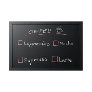 Tablă pentru scris cu creta Bi-Office Back2Chalk Essentials, neagră mată, cu ramă MDF, 60x40 cm - Margini uzate, funcțională (stare: vezi a 2-a imagine)