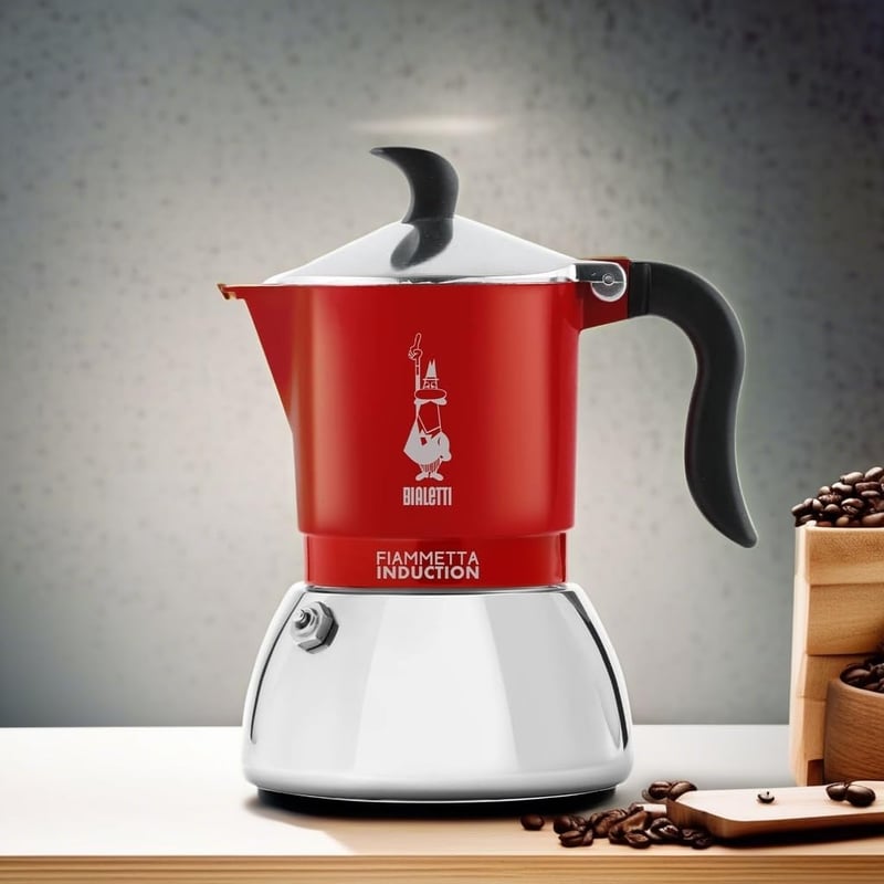 Bialetti Fiammetta 4 csészés indukciókompatibilis moka kávéfőző piros - 4 cups, Red