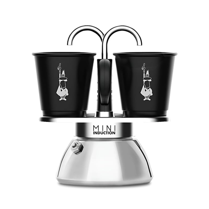 Bialetti Mini Express Induction aparat za kavu (kafetijera) za 2 osobe (100 ml), za sve vrste štednjaka, crni
