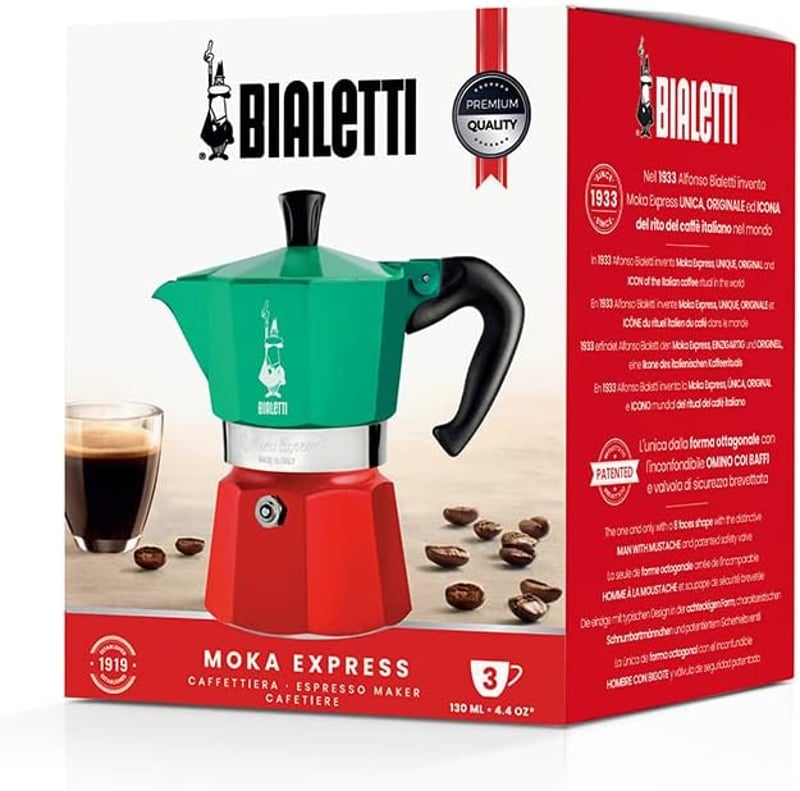 Bialetti Moka Express 5322 Alumínium Kávéfőző Zöld/Piros - 3 cups