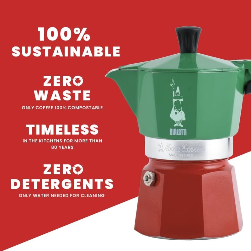 Bialetti Moka Express 5322 Alumínium Kávéfőző Zöld/Piros - 3 cups