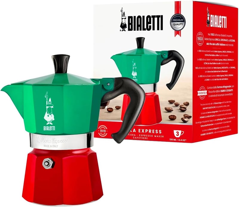 Bialetti Moka Express 5322 Alumínium Kávéfőző Zöld/Piros - 3 cups