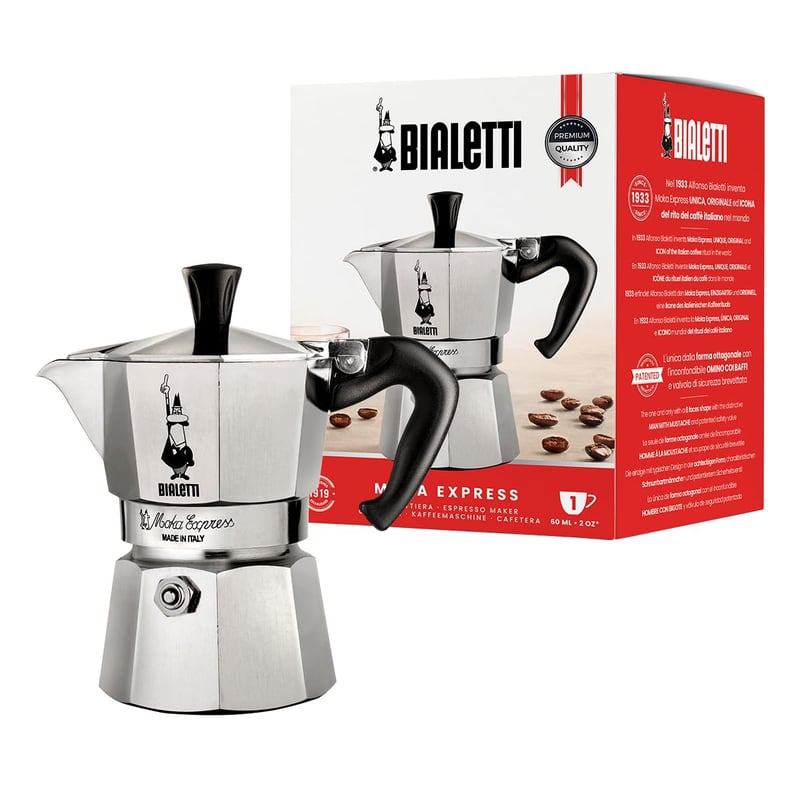 Bialetti Moka Express aparat za kavu (kafetijera) za 1 šalicu (60 ml) – Klasični talijanski espresso, aluminij, srebrni