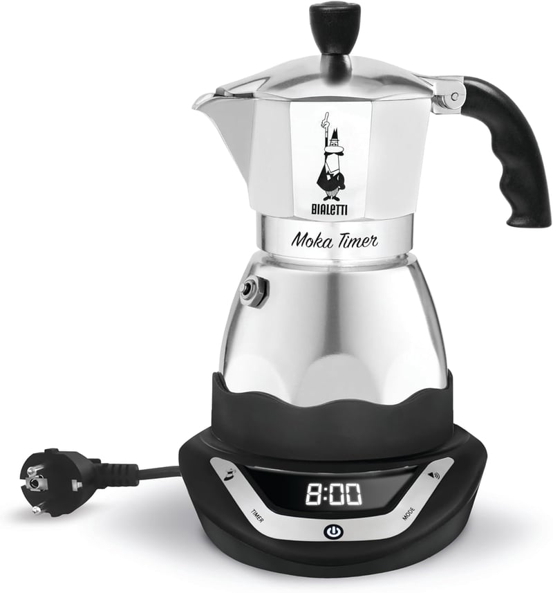 Bialetti Moka Timer elektromos kávéfőző beépített időzítővel 3 csészés 365W fekete
