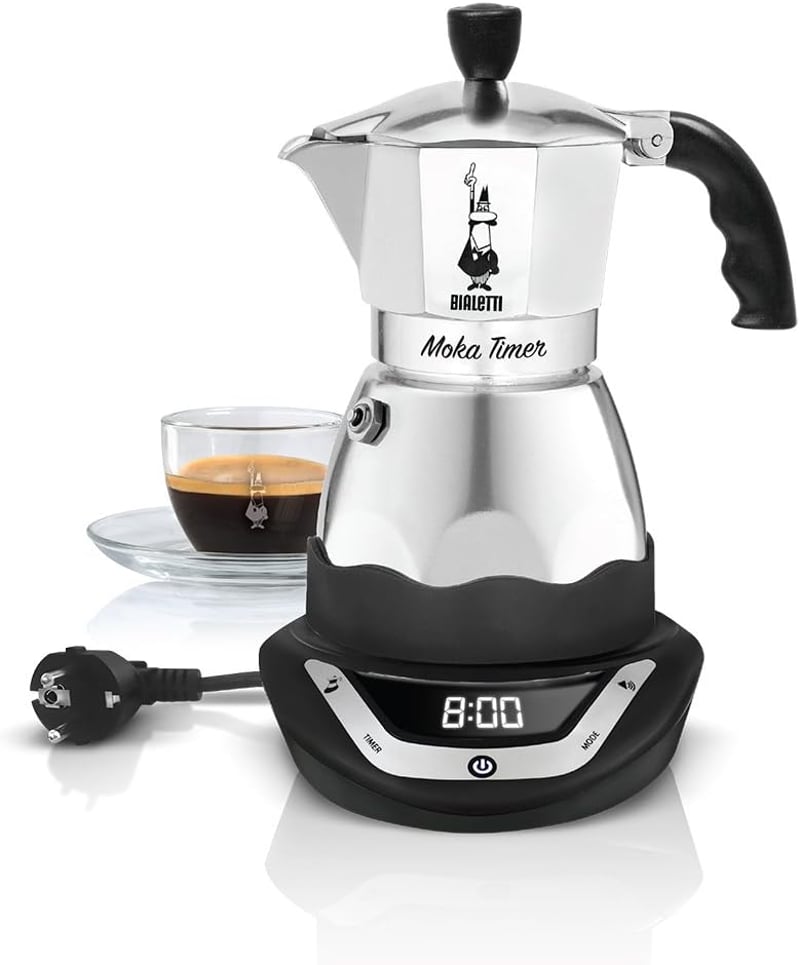 Bialetti Moka Timer elektromos kávéfőző beépített időzítővel 3 csészés 365W fekete