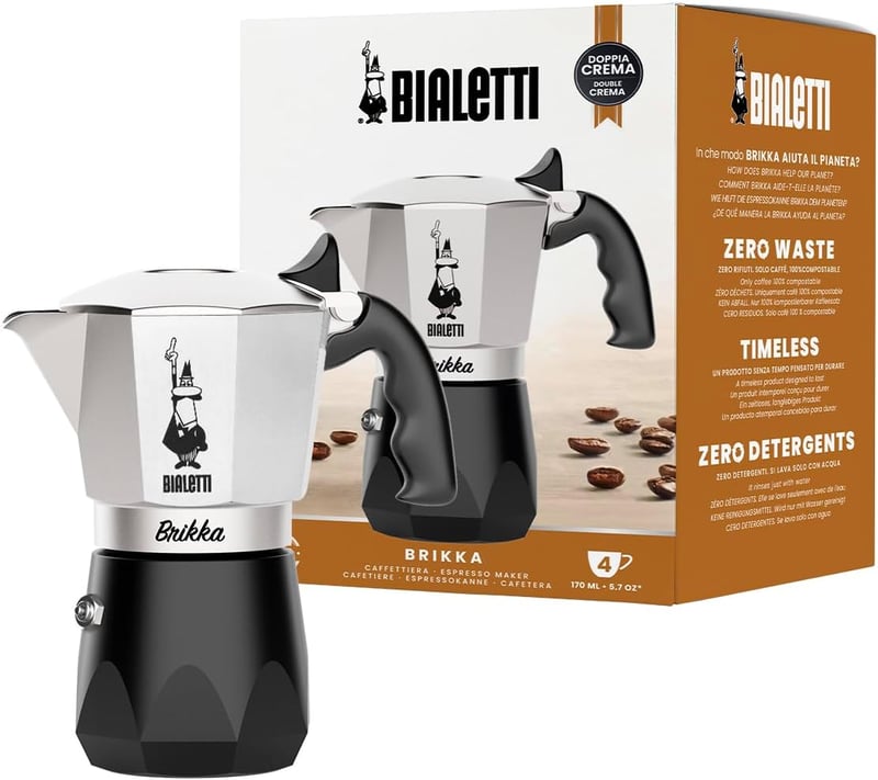 Bialetti New Brikka 4 csészés moka kávéfőző alumínium piros krémös espresso
