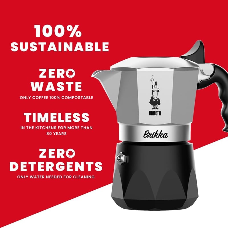 Bialetti New Brikka 4 csészés moka kávéfőző alumínium piros krémös espresso