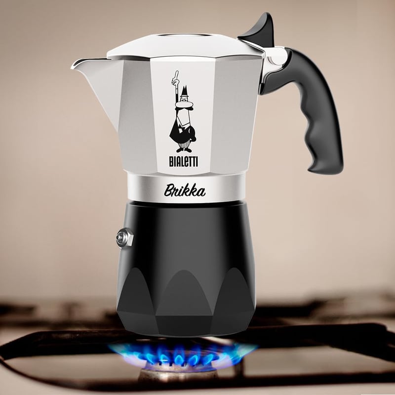 Bialetti New Brikka 4 csészés moka kávéfőző alumínium piros krémös espresso
