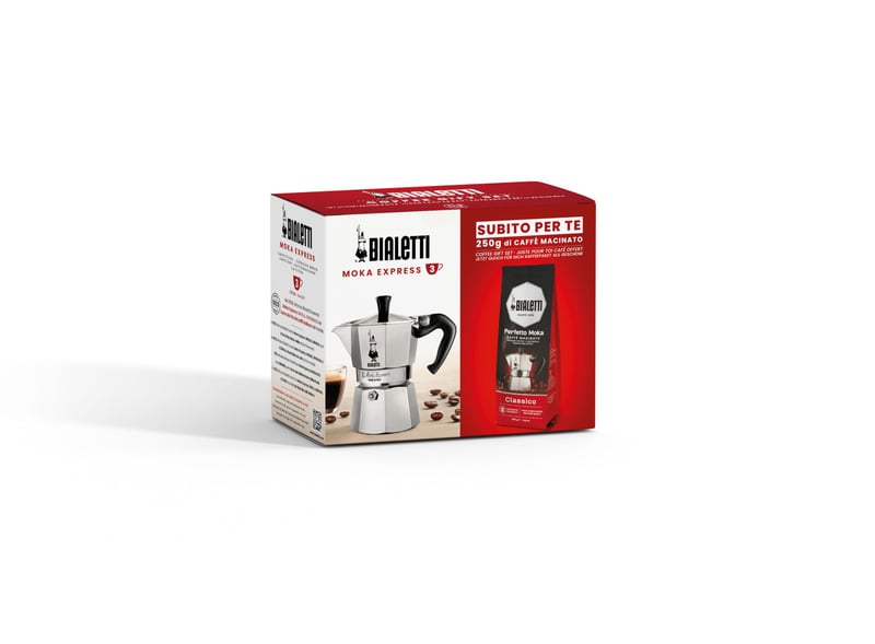 Bialetti Perfect Moka kafetijera za 3 šalice (130 ml), aluminij + 250 g kave Perfetto Moka