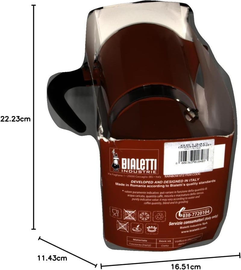 Bialetti Rainbow Moka Kávéfőző 3 Személyes Alumínium Espresso Készülék - 6-cup, Red