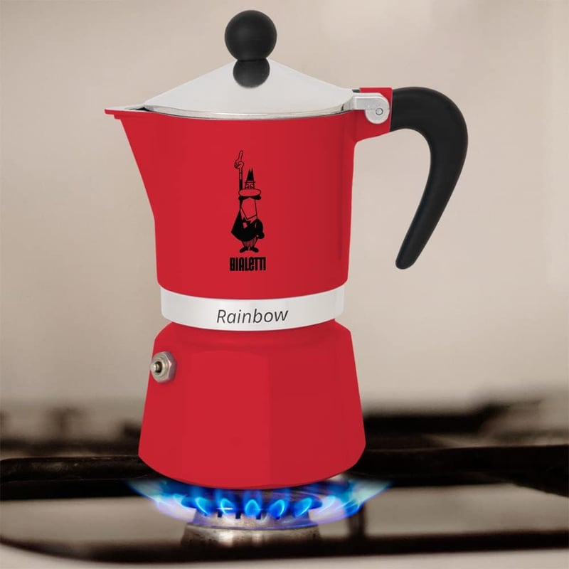 Bialetti Rainbow Moka Kávéfőző 3 Személyes Alumínium Espresso Készülék - 6-cup, Red